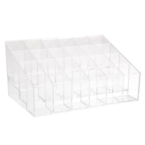 FOMIYES Organizador de Maquillaje Transparente de Acrílico Duro con Compartimentos para Pintalabios y Cosméticos Soporte Compacto para Barra de Labios y Máscara Uso Profesional y