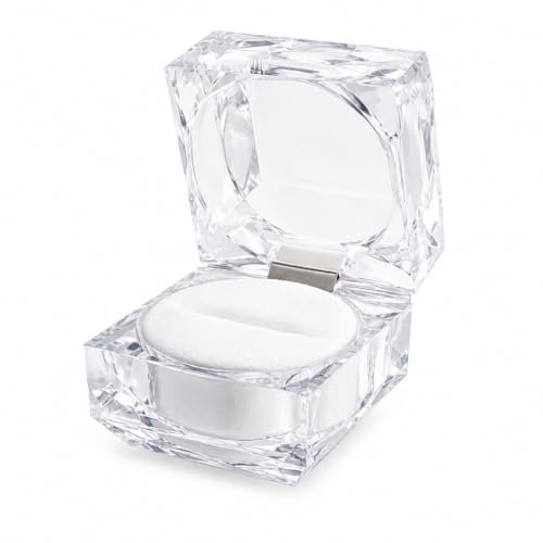 Image of Crystal Acrylic Ring Box Pack of 6 | Transparent Jewelry Display Case | Elegant Ring Holder for Engagement Wedding Proposal and Gift Packaging | Premium Clear Ring Storage Box