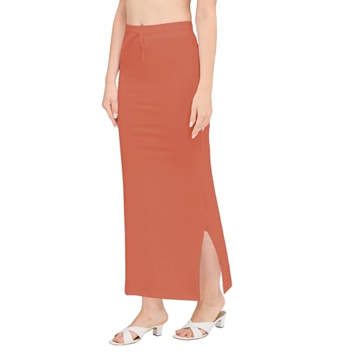 Image of DESI GIRL Cotton Lycra Stretchable Saree Shapewear Petticoat with Drawstring for Women | Fishcut Saree Petticoat with Side Slit for Easy Movement | Saree Shaper | Long inskirt