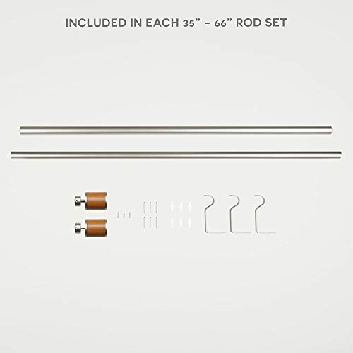 Exclusive Home Curtains Rimini 1\" Window Curtain Rod and Finial Set, Matte Nickel, Adjustable 35\"-66\"