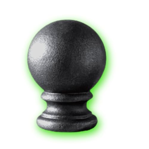 Déco fer Forgé- BOULE DE RAMPE ACIER -DECORATION ESCALIER- Diamètre 45 mm H 85 mm x 45 mm- Main Courante Acier- Petit Modèle Supports à Souder Embase...