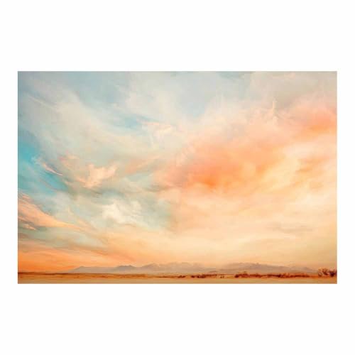 Affiche d'art abstrait coucher de soleil orange grand format 80x120cm