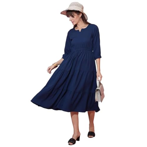 Image of Sheetal Associates Women's Casual Crepe Fit and Flare Dress| Comfortable Relaxed Fit Summer Party Dress