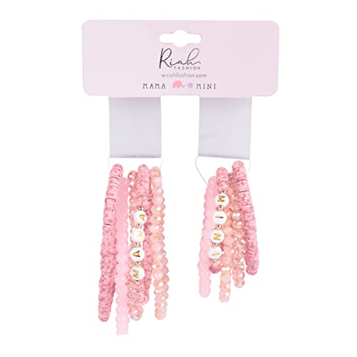Image of RIAH FASHION Inspirational Multi Layer Bead Stacking Strand Stretch Statement Bracelets - Religious Message, Boho Wood Slip-on Cuff Christian Prayer Bangle Set
