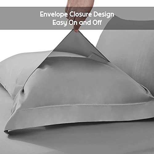 Nokolulu King Sham Pillow Covers: Solid Soft Breathable Bed Pillow Shams - Modern Farmhouse Decorative Microfiber Pillow Cases Set Of 2 (20 X 36 Inches, Grey) #TOP4