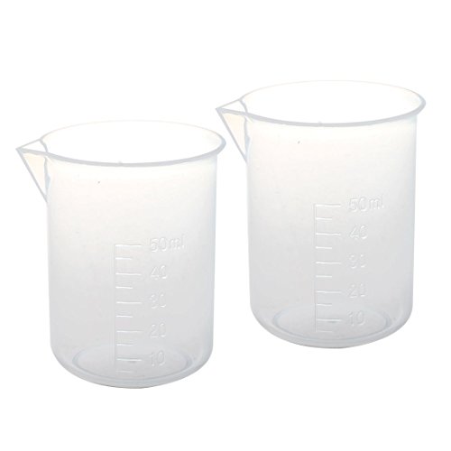2pcs 50ml Laboratoire Plastique Liquide Doseur Verre Transparent