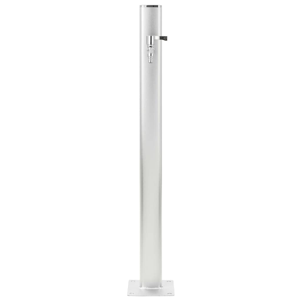 Columna de agua de jardín de aluminio de 95 cm independiente con grifo, conexión para manguera de jardín, incluye ruedas de teflón y accesorios de montaje para sistema de riego y cuidado del
