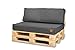 Bielik Palettenkissen 120 x 80 Set für Palettenmöbel | Wasserdicht Europaletten Sitzkissen Made in EU | Palettensofa komplett besteht aus 2 Teilen in Farbe: Dunkelgrau