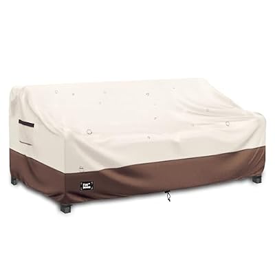 Finiboko 3-Seater Outdoor Couch Cover,76Wx32Dx31H Inches Patio Furniture Covers, Heavy Duty Covers for Outdoor Furniture Covers Waterproof, Beige&Brown