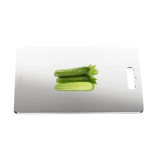 Salyeeluly Tablas de cortar de acero inoxidable para cocina,Tabla de cortar de acero inoxidable,Tablas de cortar de doble cara - Tabla de cortar de acero para carne, verduras, frutas para cocinar en