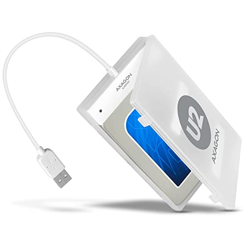 AXAGON USB 2.0 External Hard Drive Enclosure for 2.5 Inch SATA I/II/III, SSD, HDD Hard Drives, White - Image 2
