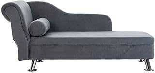 HOMCOM Vintage Style Sofa Chaise Longue Designer Retro Lounge Day Bed With Bolster Cushion Grey