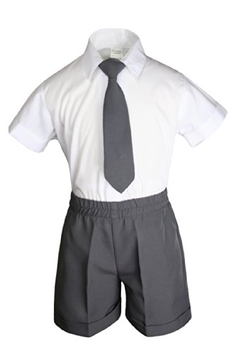 4pc Boy Infant Baby Formal Party Wedding Eton Vest Shorts Suit Set Size Sm-4T4