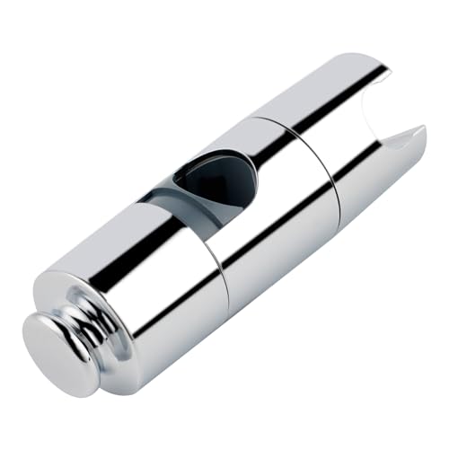 Hibbent Universal Adjustable Hand Shower Holder - 18-25MM Rail Head Slider Clamp Bracket, ABS, Chrome Plated