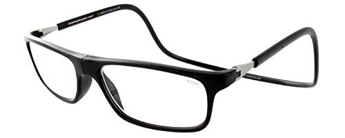 Clic Executive Single Vision Full Frame Designer Reading Glasses, Black, +3.00
