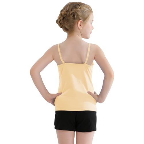 QBK Meninas Regatas Sem Mangas De Algodão, Camisola Nude 2 A 12 Anos, Para Dança E Ginástica (Nude,