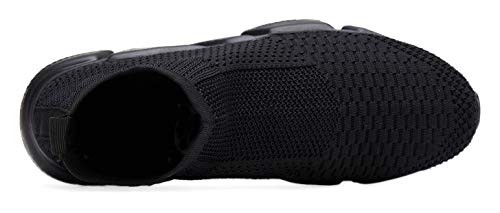 Santiro Walking Shoes for Men Lightweight High Top Sneakers Breathable Knit Socks Athletic Running Shoes Fashion Gym Sports Shoes All Black 14 US by Santiro - Used condition - Image 7