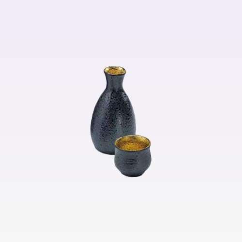 Tokyo Matcha Selection - Tokkuri Sake Server Bottle & Cup Set - NAMBAN Inner Gold - 2 Size - Mino Ware [Standard Ship by SAL: NO Tracking Number & Insurance] (S: 150 ml/cc)