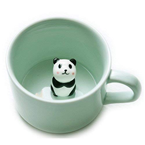 ItianCeramic Mugs, Cute Panda Cat Mug, Ceramic Coffee Mug with Lid, 3D Animal Mugs, Milk Tea, Novelty Mug for Weddings, Birthdays, Christmas, Gifts for Kids, 230 ml