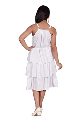Image of Knee Length Crepe Layered Sleeveless Dress for Girls
