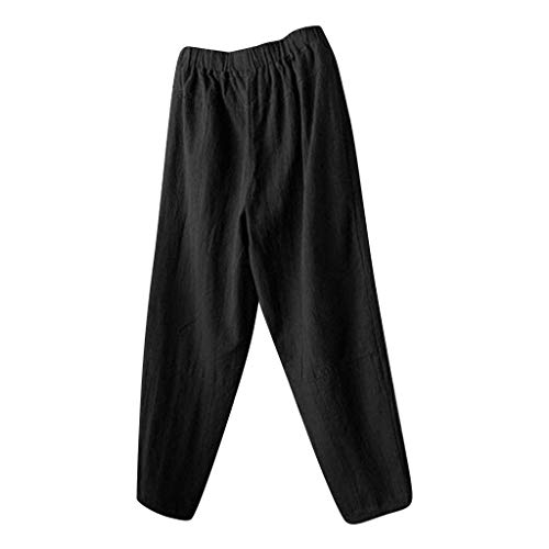 SAUTRV Ropa de verano simple y moderna de algodón y pantalones para hombre, Negro, XL