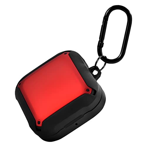 KOREDA Compatible with Beats Fit Pro Case, Military Armor Series Beats Fit Pro Case Cover with Keychain for Men Women, Full-Body Shockproof Protective Case for Apple Beats Fit Pro 2021, Red