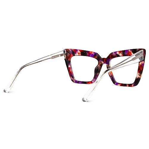 Image of Zeelool Fashion Cat Eye Glasses Frame for Women with Non-prescription Clear Lens Eyeglasses Barnes ZJGA595438