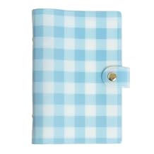 Pearhead Blue Gingham 5x7 Binder Journal with Snap Closure 1 Inch Round Ring 6 Ring Refillable Notebook 100 Lined College Ruled Pages, Thick 100 GSM Paper Small PVC Planner Organizer, Journal Gift For Women