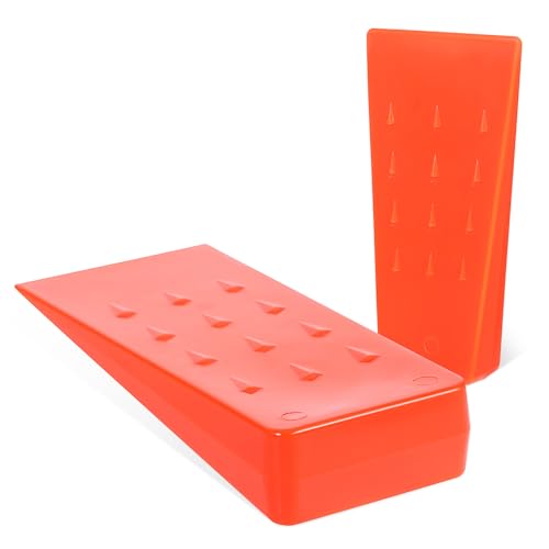 AKOOSY 2 Stück Spaltkeil Aus Kunststoff Zum Spalten Und Fällen Von Baumstämmen, Rutschfestes Werkzeug Für Professionelle Anwendung Und Kontrolle (orange 5,5 Zoll + Orange 8 Zoll)