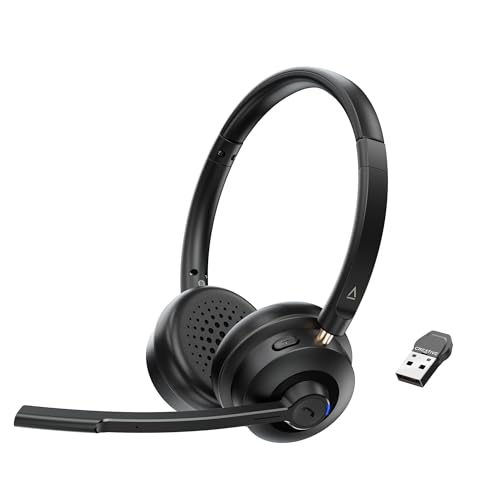 Creative Chat Wireless On-ear Headset with Noise-cancelling Boom Mic, USB dongle, Playback and Calls Control, Mic Mute Button for PC/Mac/Mobile devices
