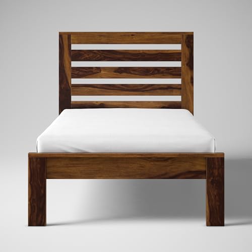 Image of AADITYA WOODS Solid Sheesham Wood Single Bed Cot Without Storage | Single Size Bed for Bedroom | Multipurpose Use Bed- Walnut 20