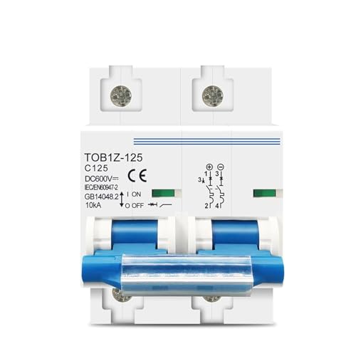 Disjoncteur TOBIZ-125 2P DC protège votre batterie solaire photovoltaïque 125A 600V Courbe C