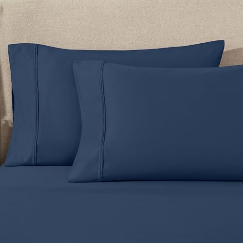 SUPERIOR 1200 Thread Count 100% Egyptian Cotton, Soft and Breathable, 2-Piece Standard Pillowcase Set Solid, Navy Blue by SUPERIOR - Image 2