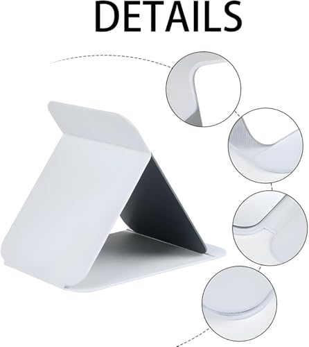 Image of Foldable Makeup Mirror with Stand Portable Travel Vanity Table Top Mirror for Women & Men | Rectangle 16x11cm PU Leather, White, Adjustable & Compact (White)
