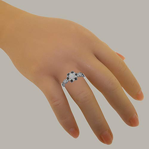 Letsbuygold 18K White Gold Natural Opal & Sapphire Womens Statement Ring - Size 6.75 #TOP5
