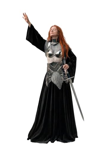 ARTIZANSTORE Female Armor Set with Metal Chainmail Bra, Neck Gorget, Waist Armor with Tassets & Upper Body Chainmail | Fantasy Cosplay Renaissance Faire