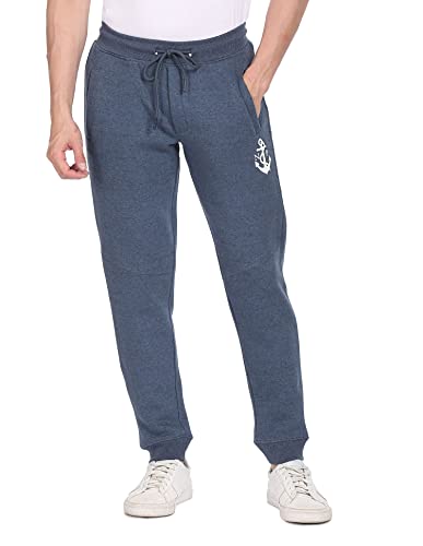 Newport Regular Men Mid Rise Heathered Joggers (NPMCJOG20111Z01_Blue_L)