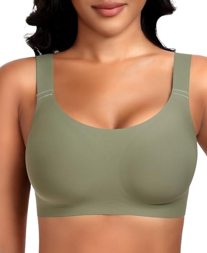 Image of Wireless Jelly Seamless Bras for Women No Underwire Tshirt Full Coverage Padded Bra Comfortable Everyday Bralettes