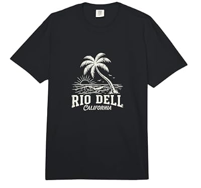Rio Dell California Palm Tree Beach Design Comfort Colors Adult Heavyweight T-Shirt