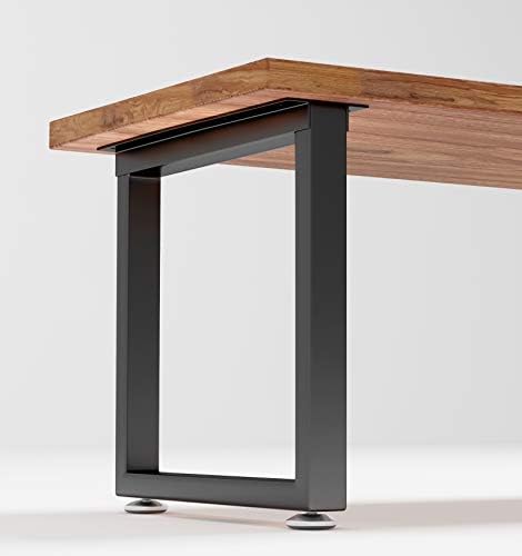 Metal Table Legs 28 inch Height x 17.7 inch Wide with Adjustable Protector Feet, Industrial & Rustic Style Heavy Duty Metal Furniture Legs for Desk/Table, (Bear Up to 800lb), Black, Set of 2