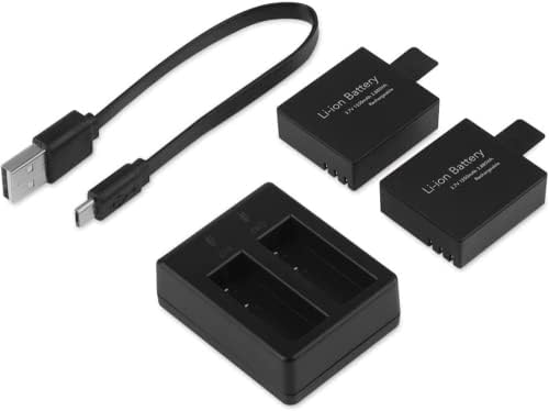 WOLFANG Action Cam Battery Charging Set with Two 1350 mAh Batteries and USB Charger for Wolfang GA100 / GA200 / GA300 / GA320