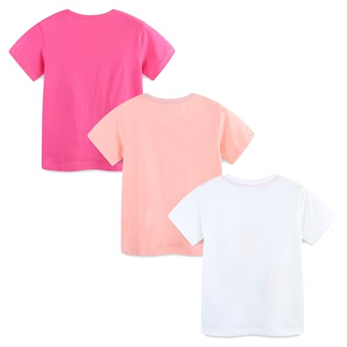 Image of Toddler Girls Short Sleeve T-Shirt 100% Cotton Crew Neck Top Holiday Sweatshirt 3 Pack