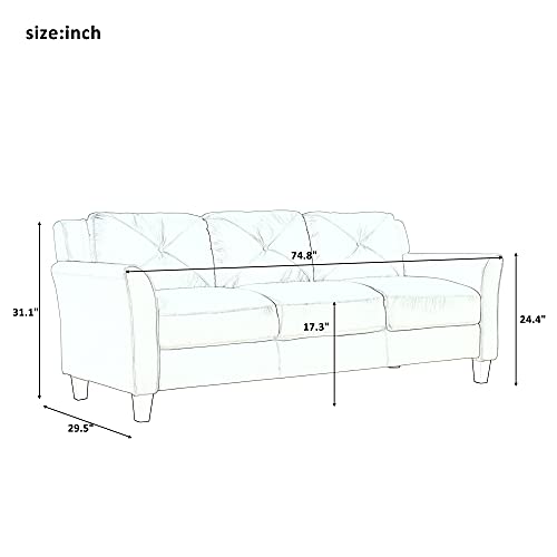 DHHU 3 Piece Modular Sectional Sofa, Modern Style Button Tufted Chair Loveseat Sofa Set, Fabric Armchair for Studio, Apartment, Office Furniture, Gray