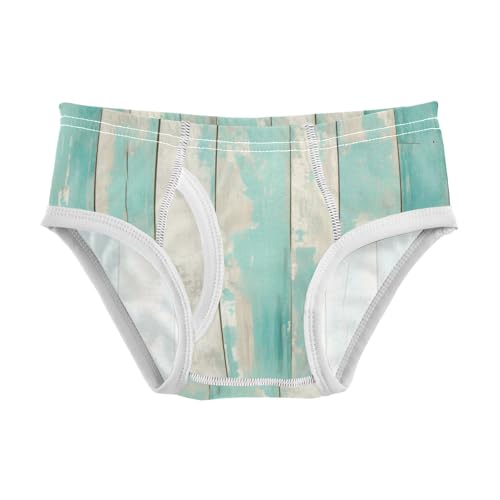 KLL Teal Turquoise Green Painted Wood Toddler Boys Soft Boxer Briefs Cute Children Panties