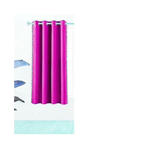 Image of Amazon Brand - Umi Velvet Eyelet Door Curtains with pom pom Lace for Living Room Bedroom Kitchen 1 pc Pack in Purple Color (Windows - 4 feet x 5 feet)