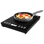 Cecotec Placa de Inducción Portátil 1 Fuego Full Magma Slim. 2000W de Potencia en 8 Niveles, Diseño en Cristal de Alta Resistencia, Display Táctil, Temporizador, Fácil Limpieza