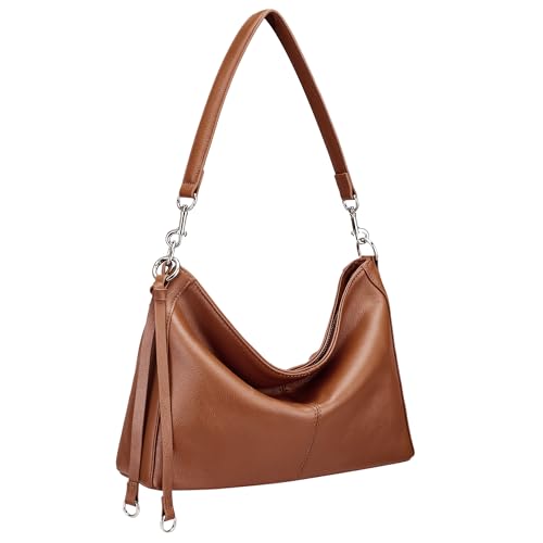 Image of befen Genuine Leather Hobo Bag Purses for Women, Anti Theft Leather Purse | Crossbody Purses with Built in RFID Wallet, Hobo Crossbody Bag Shoulder Handbags