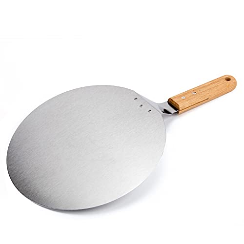Palas para Pizza antiescaldaduras, Mango de Madera, Pala Redonda de Acero Inoxidable para repostería, Herramienta para Hornear, Accesorios de Cocina