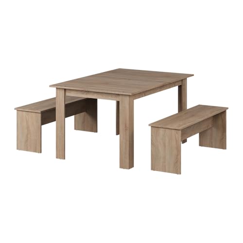 Vicco Set de Mesa de Comedor Sentio, Sonoma, 137.6 x 92.8 cm con 2 Bancos