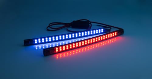 Image of Dual Color Red Blue LED DRL Strip for Car & Bike | Flashing Grill Light | Universal 12V Waterproof Vehicle Decoration Light